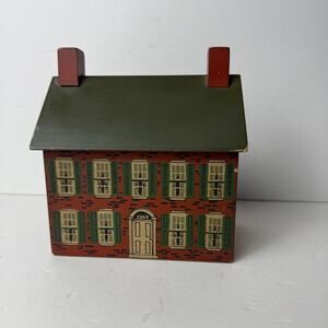 Vintage wooden house shaped recipe box